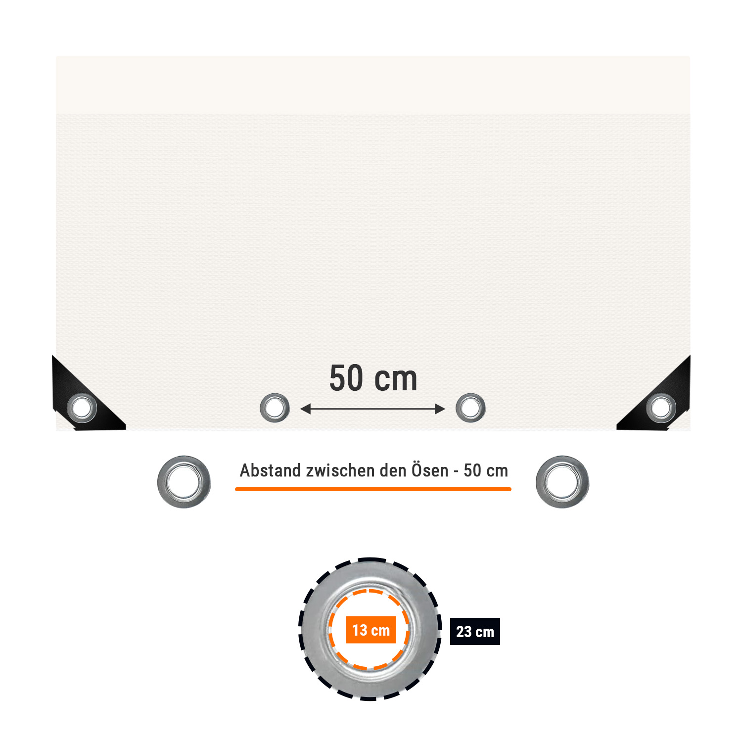 weiss 650 g/m² PVC 6 x 8m (48m²) Plane