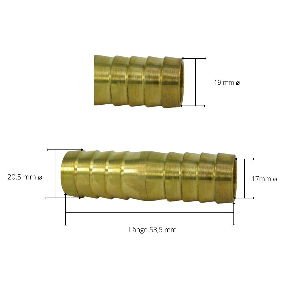 Messing  Schlauchverbinder/ doppelte Tülle 3/4" Zoll