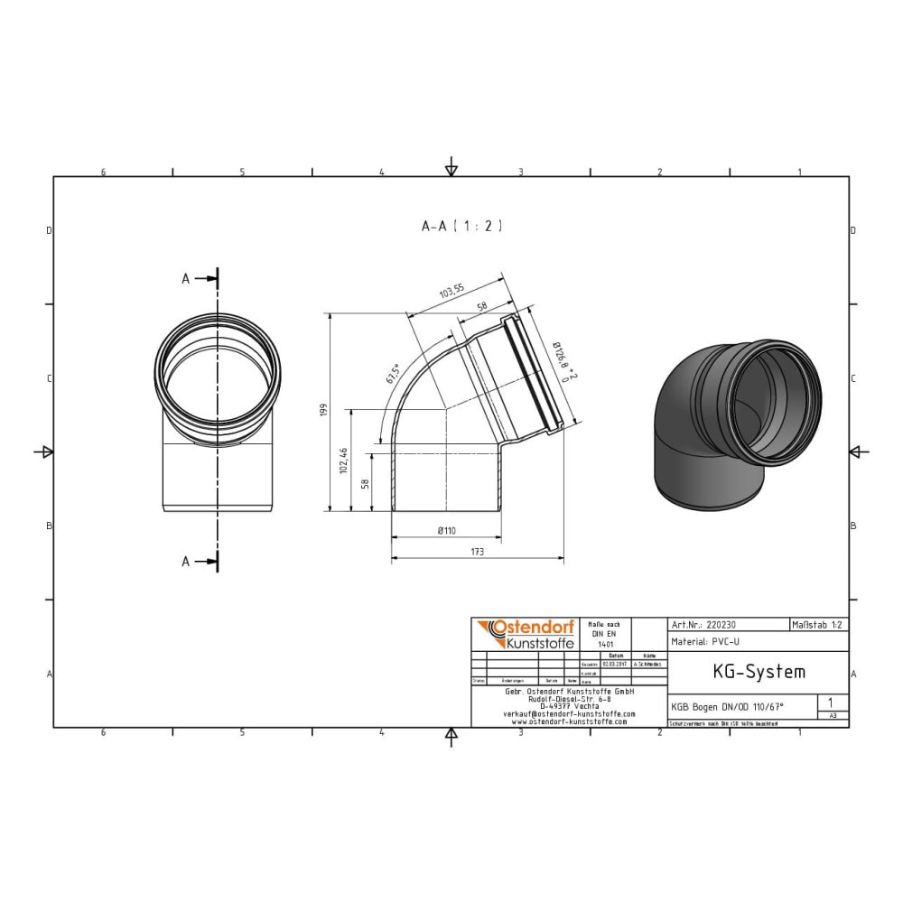 KGB  Bogen DN/OD 110             67 Grad