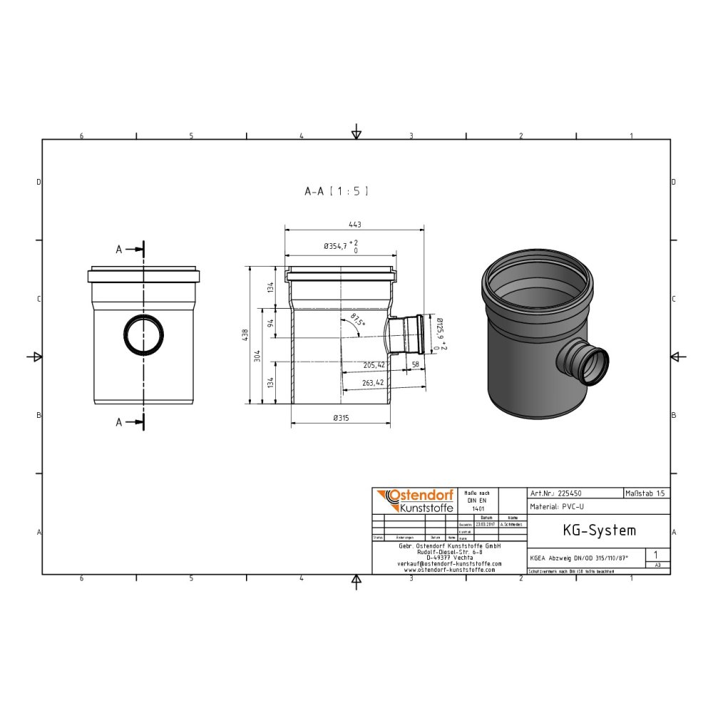 KGEA Abzweig DN/OD 315/110   87 Grad