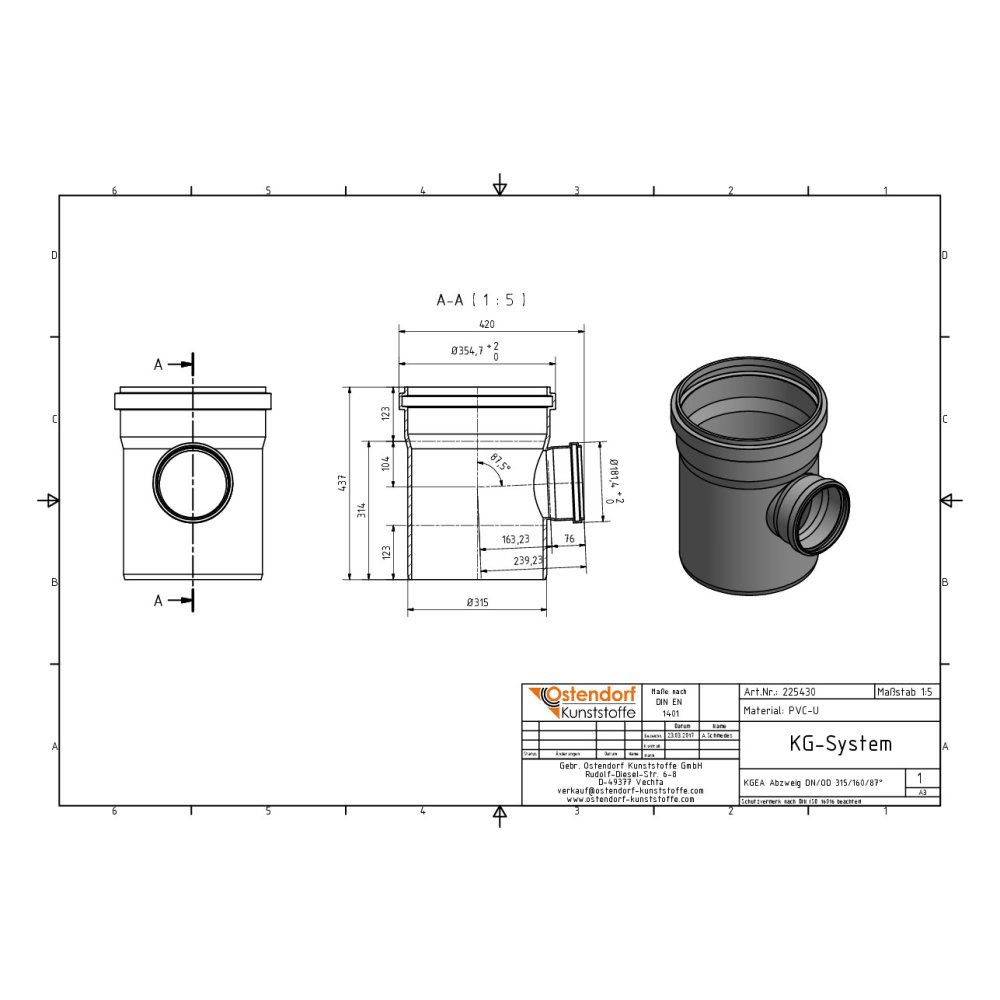 KGEA Abzweig DN/OD 315/160   87 Grad