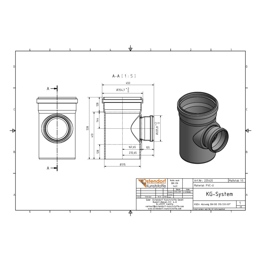 KGEA Abzweig DN/OD 315/200   87 Grad