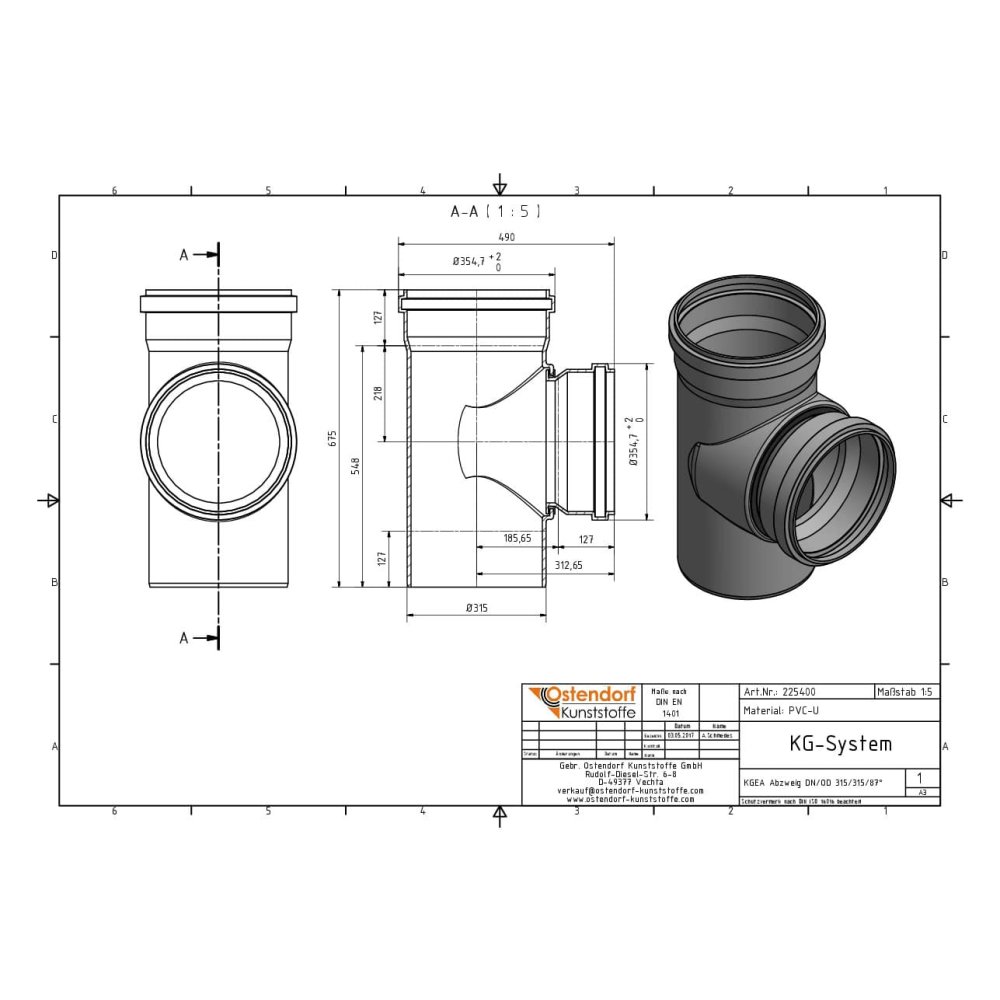 KGEA Abzweig DN/OD 315/315   87 Grad