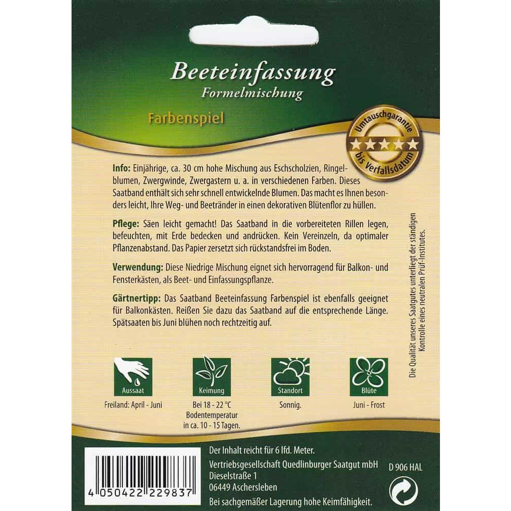 Saatband Beeteinfassung, Farbenspiel