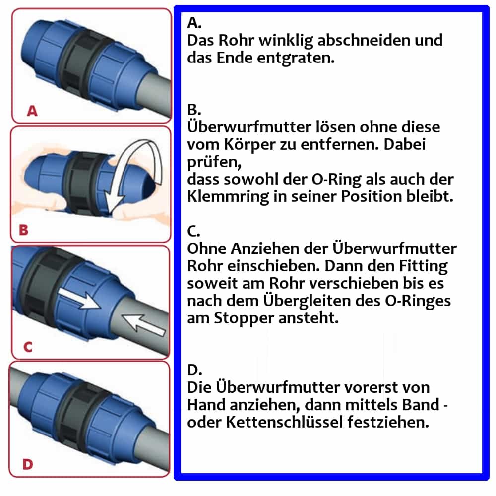 PP PE Rohr Verschraubung T-Stück 32 x 1" AG x 32