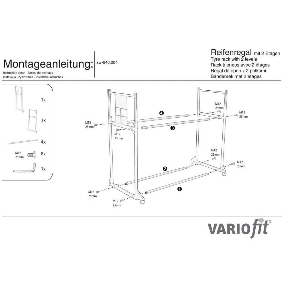 Reifenregal mit 2 Etagen 300 kg 1205 x 780 x 1325 mm