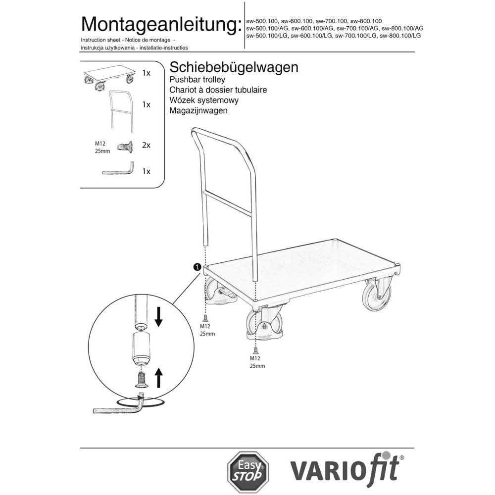 Schiebebügelwagen 400 kg Typ S + EasySTOP