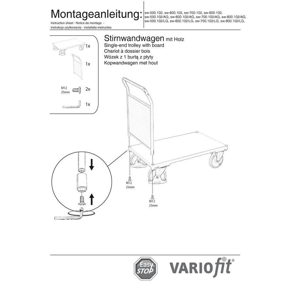 Stirnwandwagen 500 kg Typ XL + EasySTOP