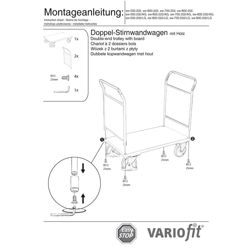 Doppel-Stirnwandwagen 500 kg Typ L + EasySTOP