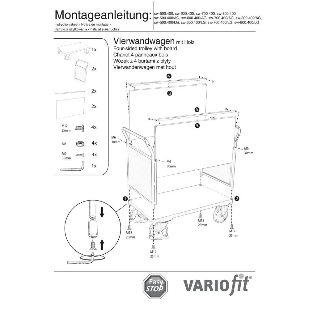 Vierwandwagen 500 kg Typ M + EasySTOP