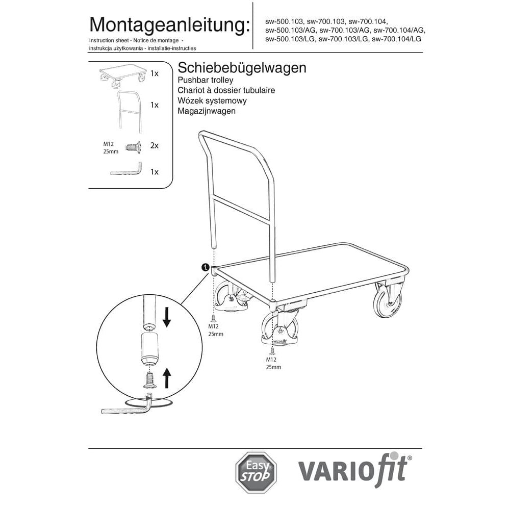 Schiebebügelwagen 400 kg Typ M + EasySTOP