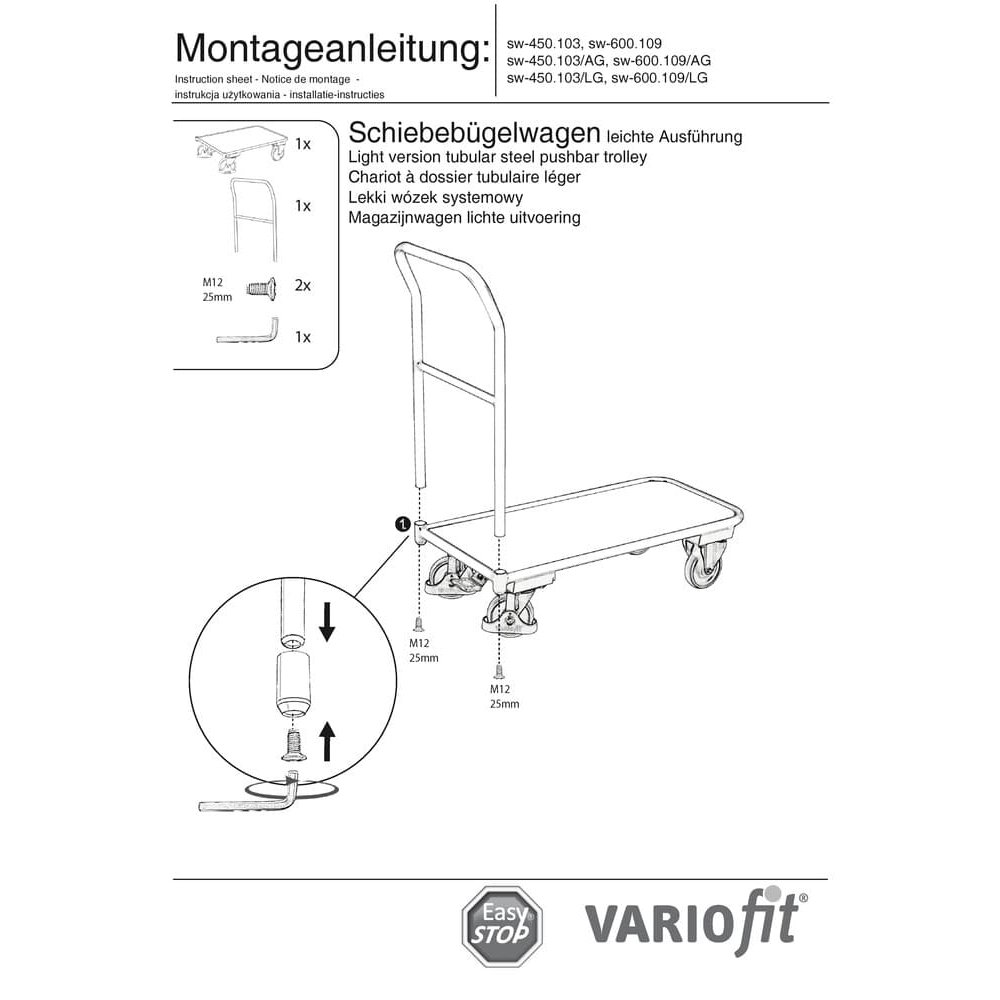 Schiebebügelwagen 200 kg Typ S + EasySTOP