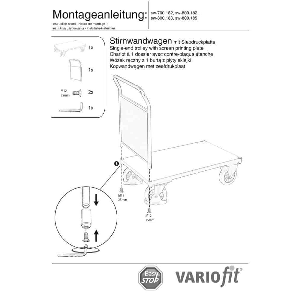 Stirnwandwagen 1000 kg Typ S + EasySTOP