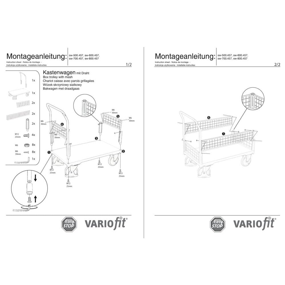 Drahtgitter Kasten-/ Bügelwagen Typ S + EasySTOP