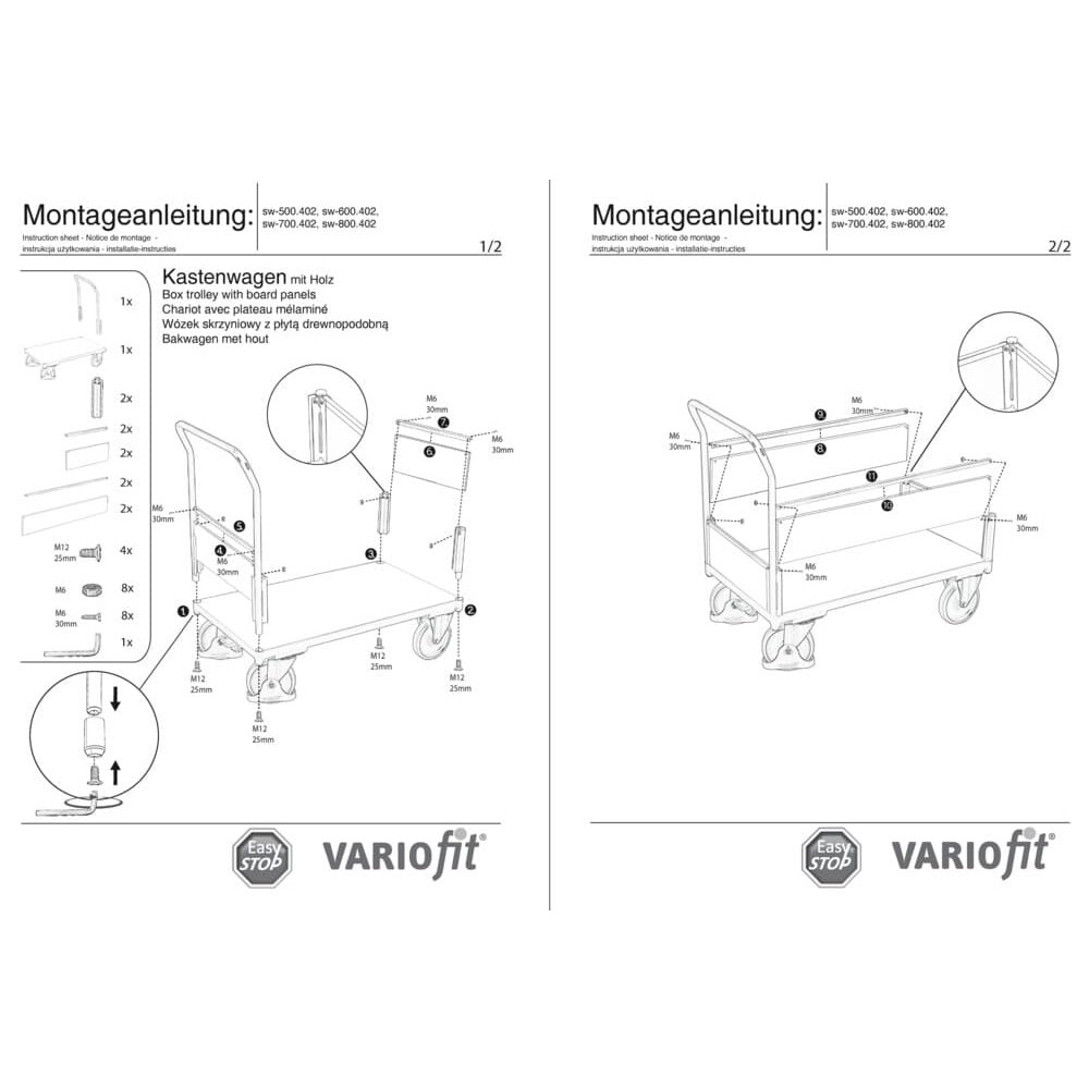 Kasten-/ Bügelwagen Typ M + EasySTOP