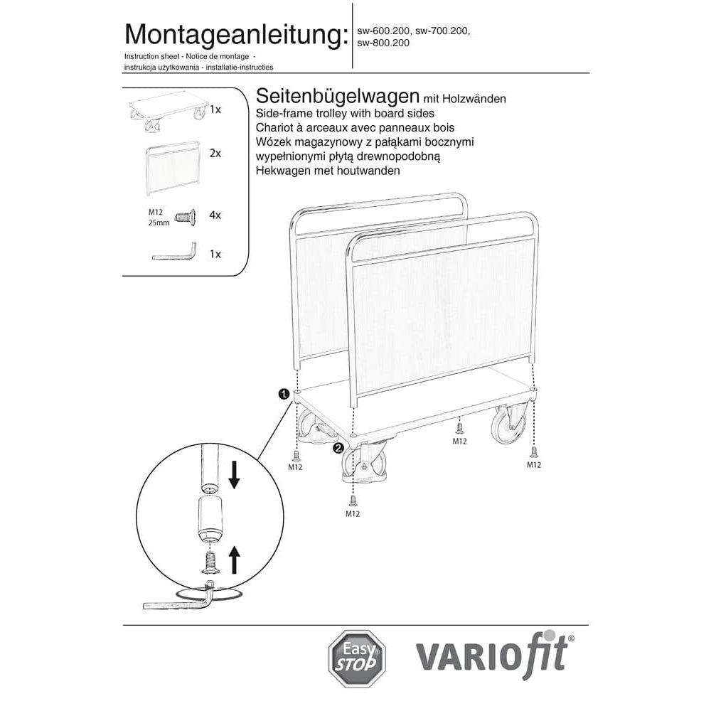 Holzwand Seitenbügelwagen Typ L + EasySTOP