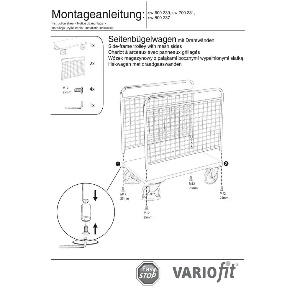 Drahtgitter Seitenbügelwagen Typ L + EasySTOP