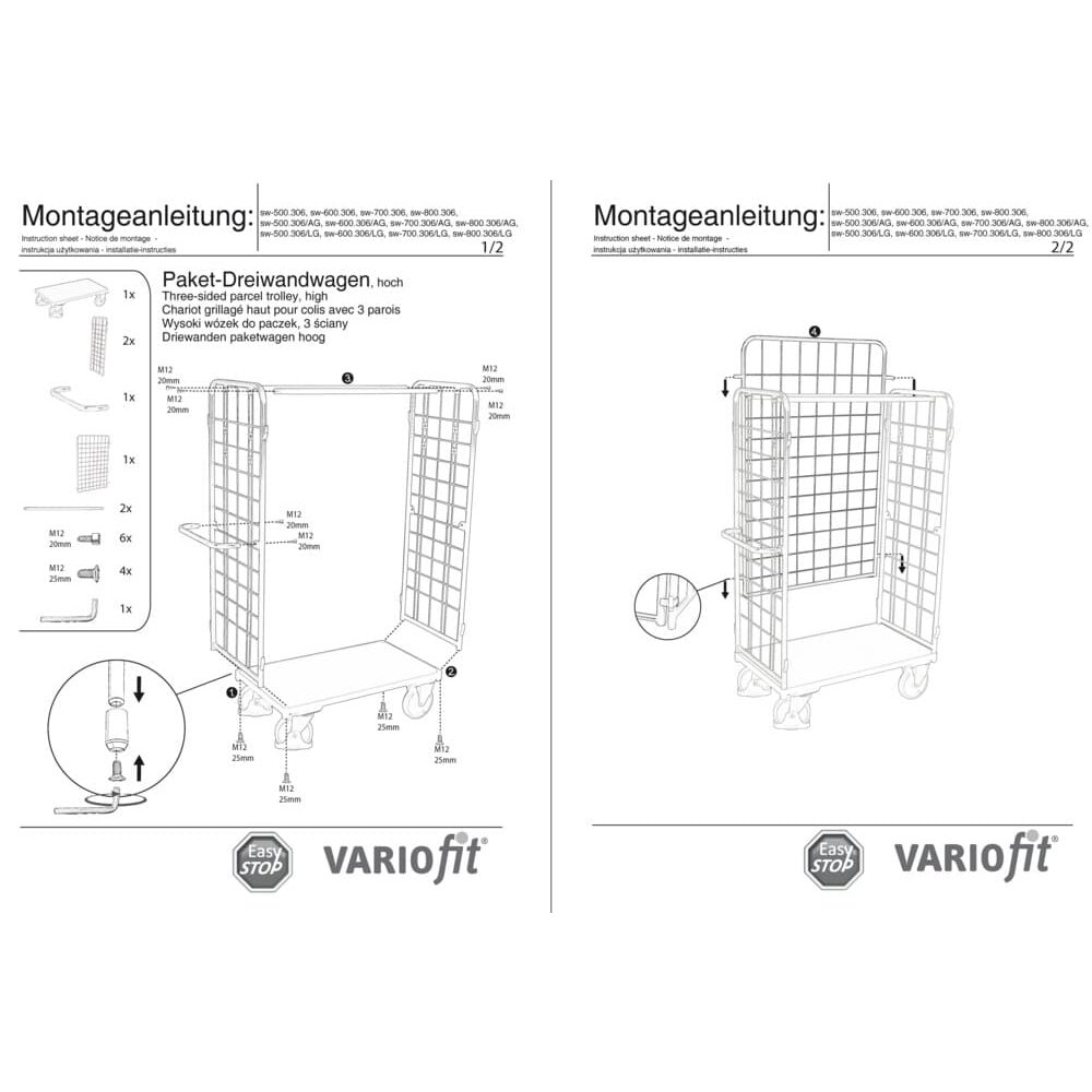 Paket-Dreiwandwagen hoch Typ S + EasySTOP