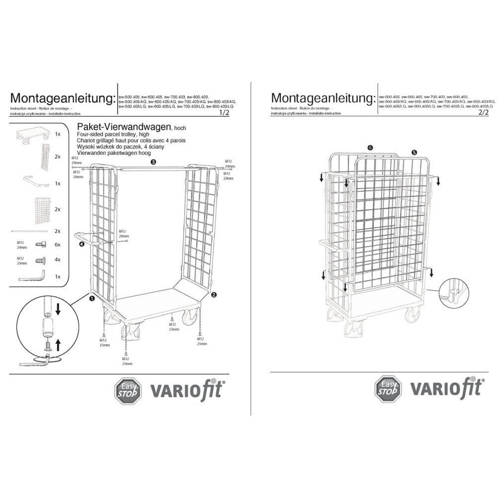 Paket-Vierwandwagen hoch Typ M + EasySTOP