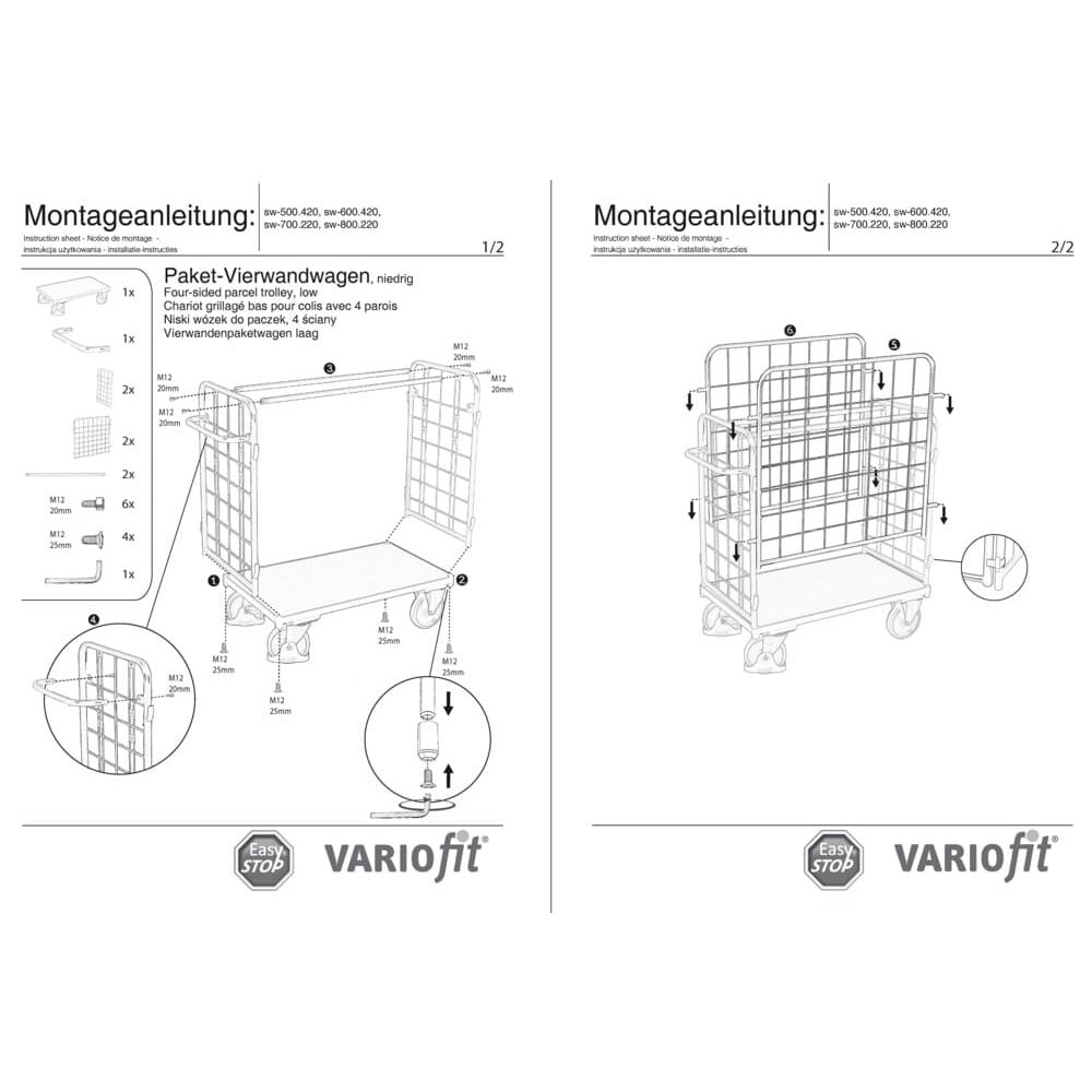 Paket-Vierwandwagen niedrig Typ S + EasySTOP