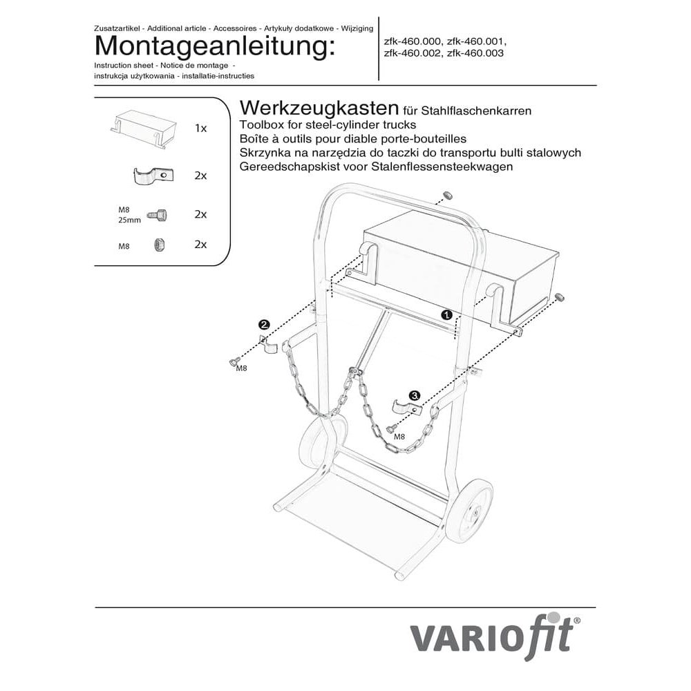 Werkzeugkiste für Stahlflaschenkarren fk-1300 / 1301