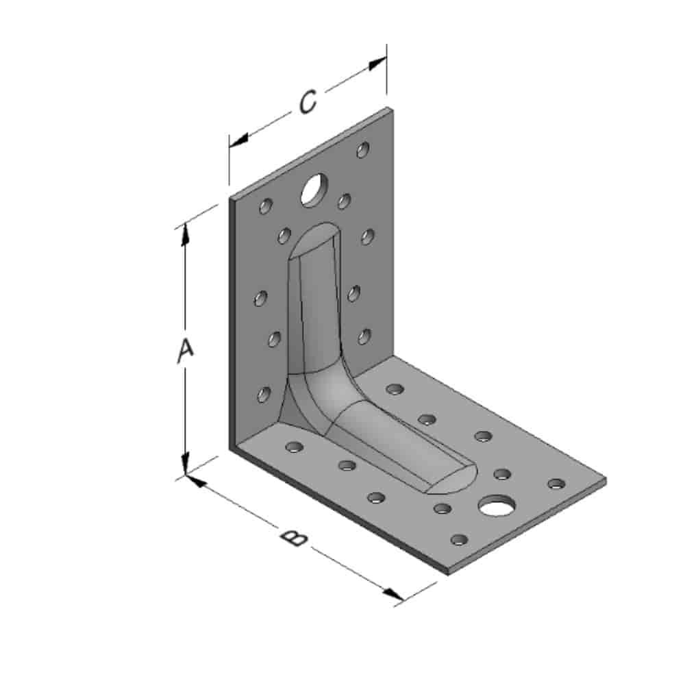 Winkelverbinder 90 x 90 x 65 x 2,5 mm mit Rippe