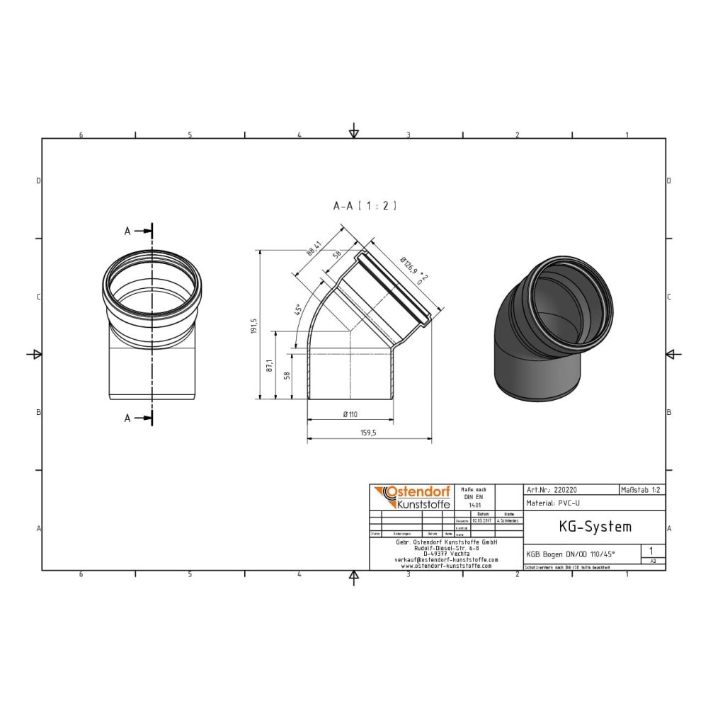 KGB Bogen DN/OD 110   45 Grad