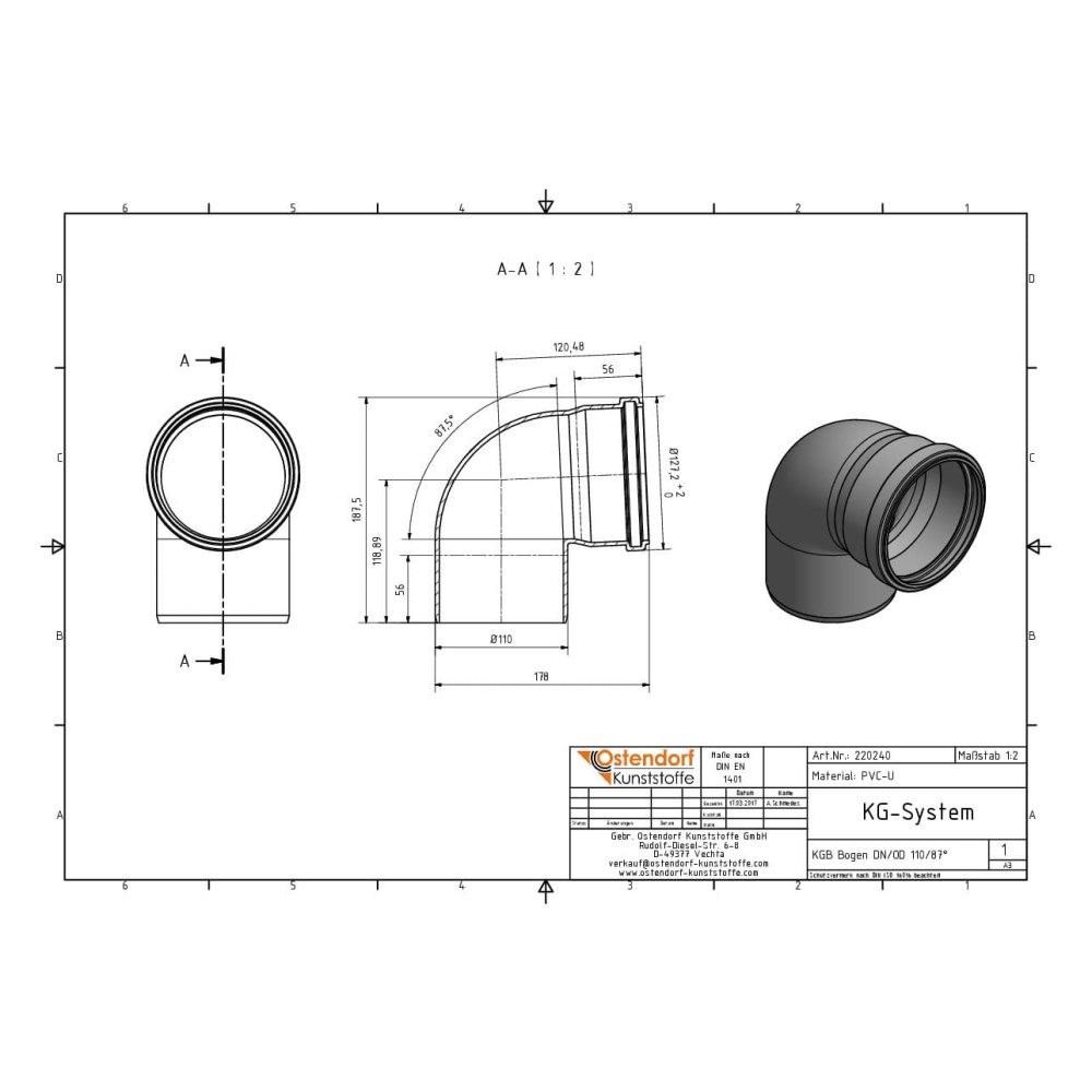 KGB Bogen DN/OD 110   87 Grad