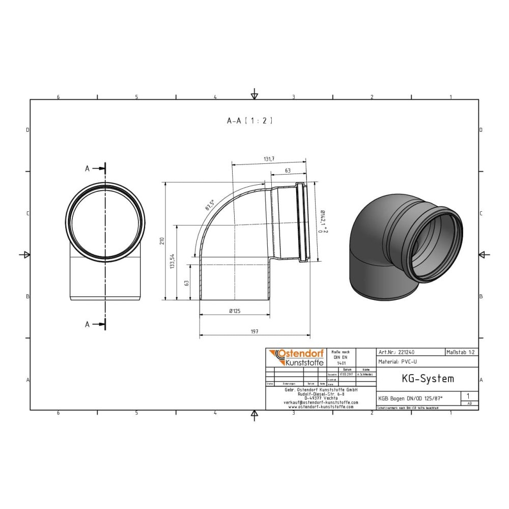 KGB Bogen DN/OD 125   87 Grad