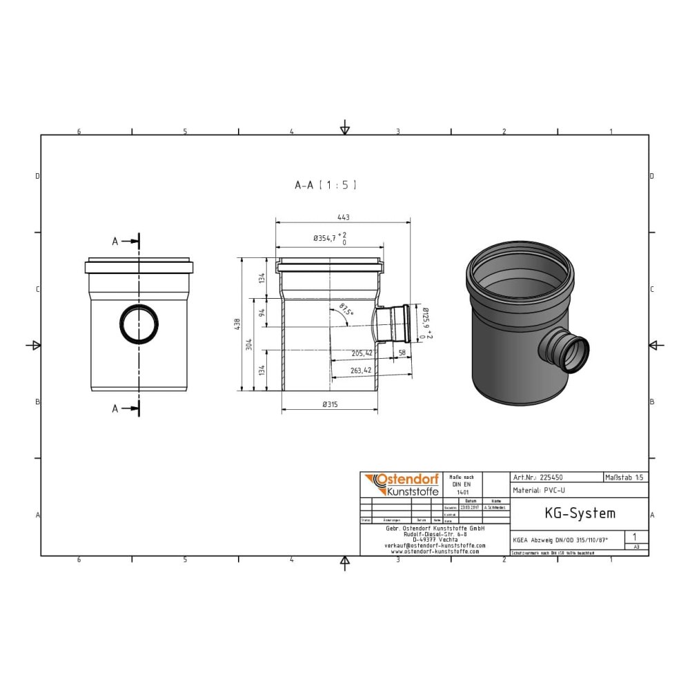 KGEA Abzweig DN/OD 315/110   87 Grad