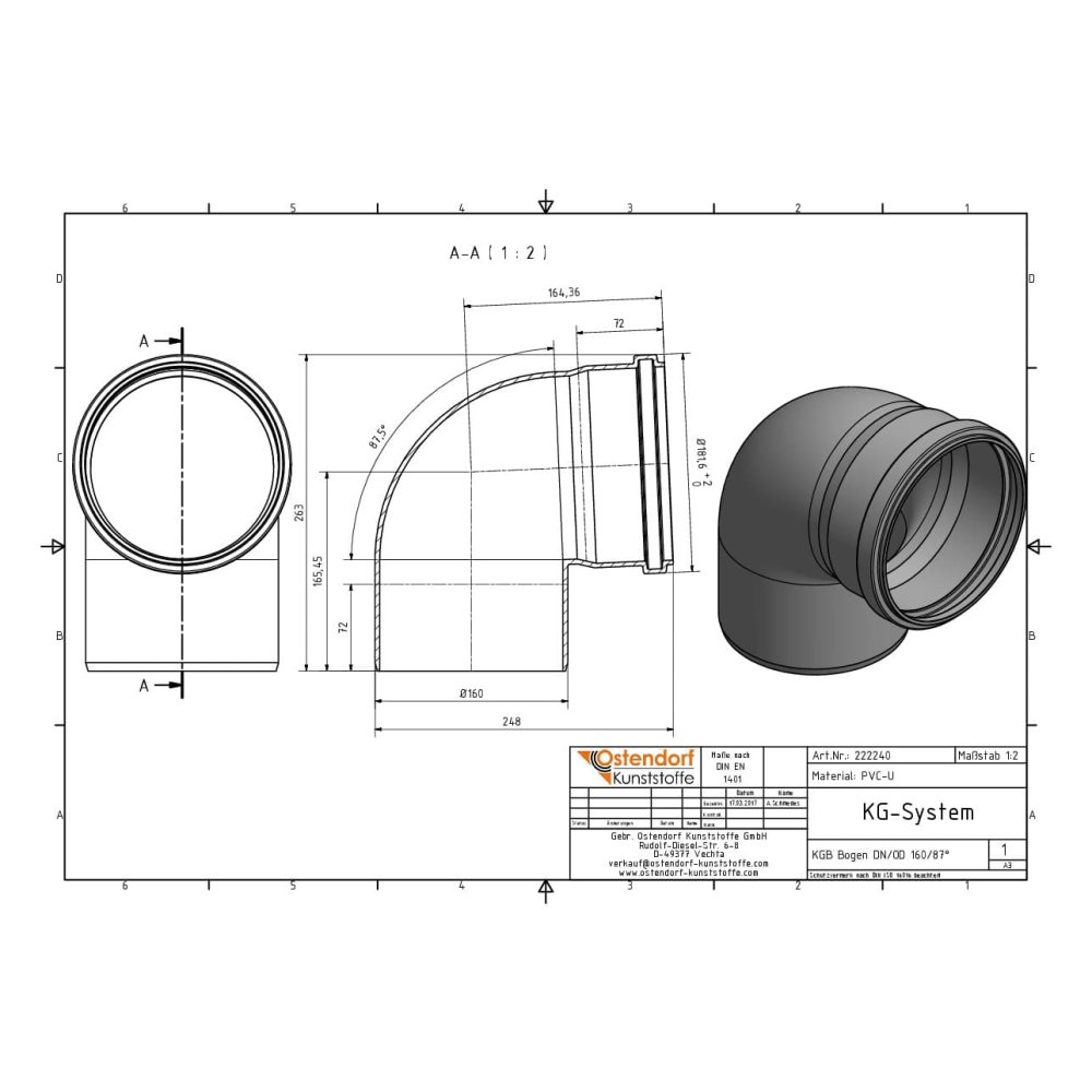 KGB Bogen DN/OD 160   87 Grad