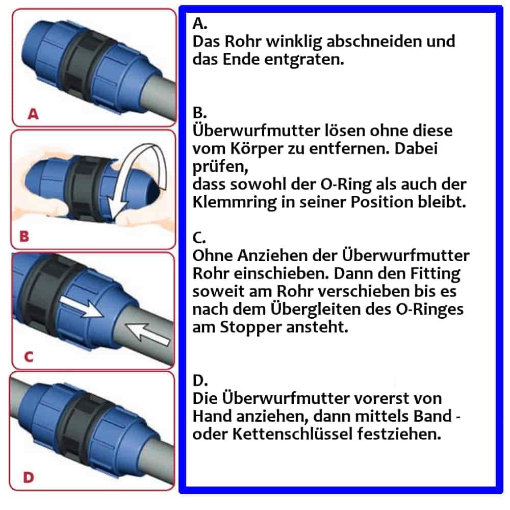 PP PE Rohr Verschraubung T-Stück 25 x 1/2" IG x 25