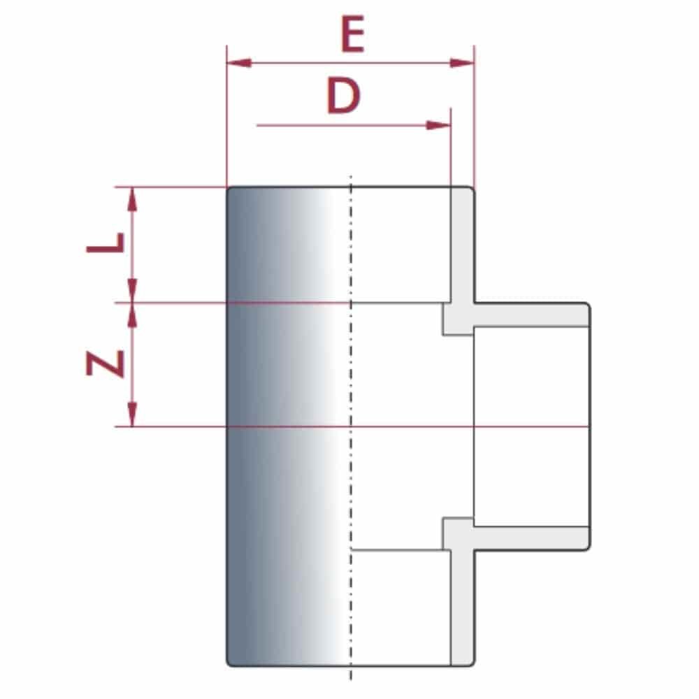 PVC - U T-Stück Muffe 32 mm PN16