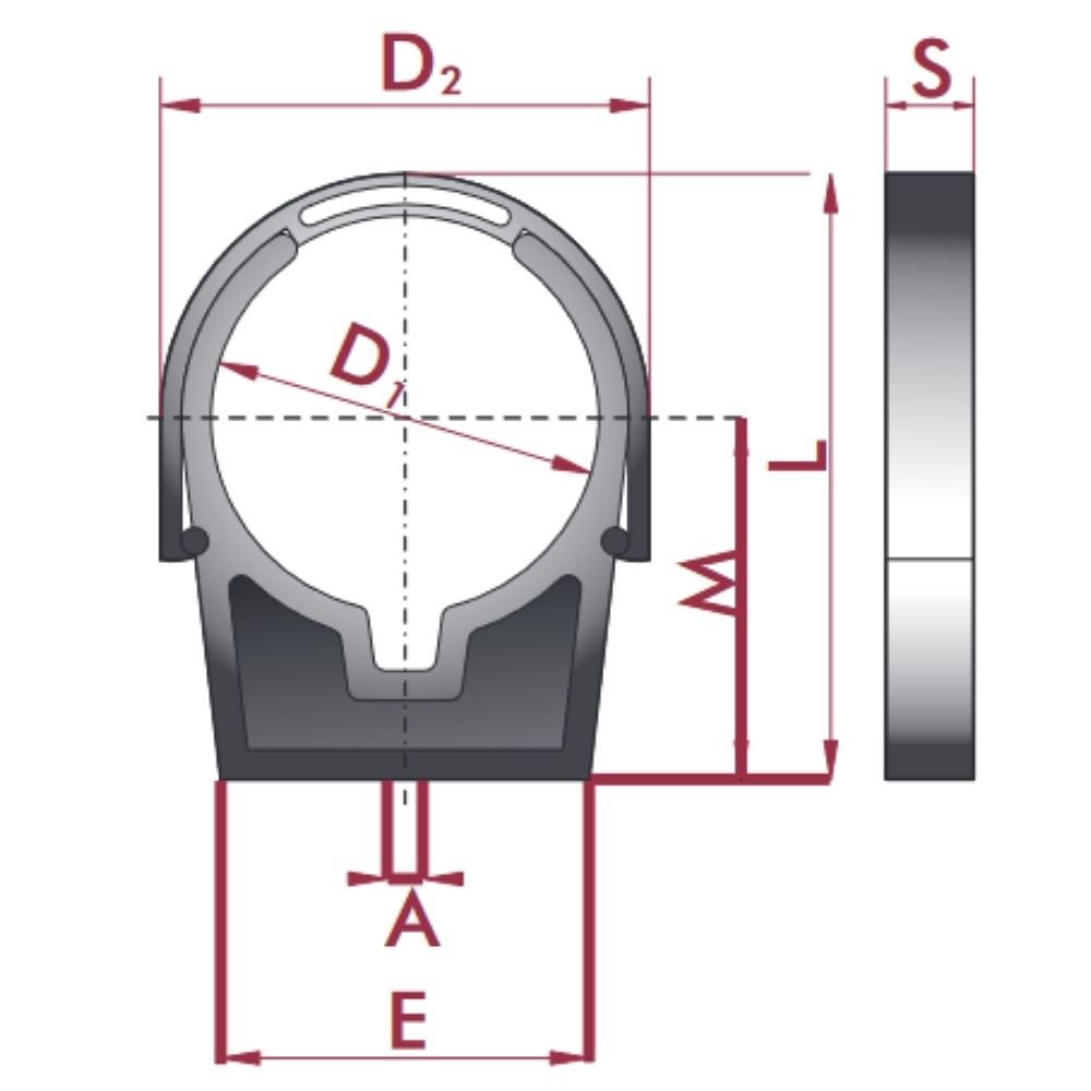 PVC - U Rohrklemme m.Bügel 63 mm