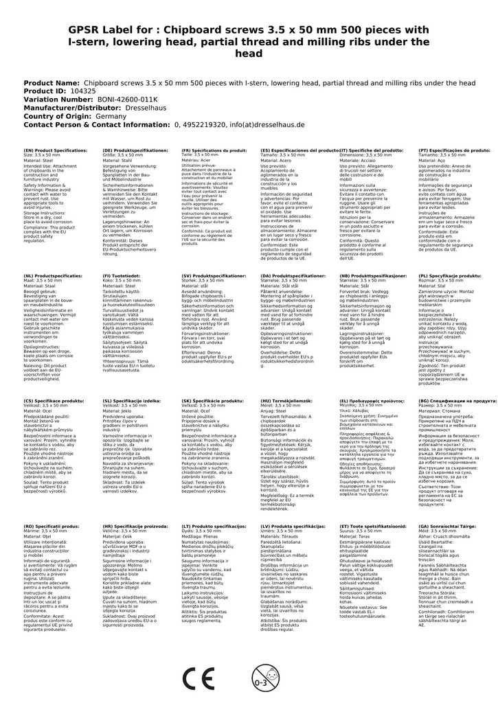 Spanplattenschrauben 3,5 x 50 mm 500 Stück mit I-Stern, Senkkopf, Teilgewinde und Fräsrippen unter dem Kopf-1