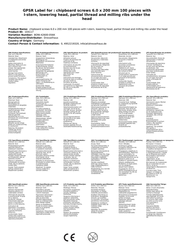 Spanplattenschrauben 6,0 x 200 mm 100 Stück mit I-Stern, Senkkopf, Teilgewinde und Fräsrippen unter dem Kopf-1