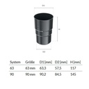 Fallrohrverbindung/-muffe graphit System 90-0