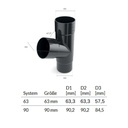 T-Stück graphit System 90-0