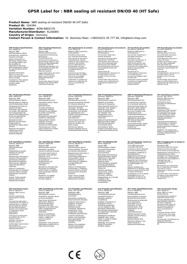 NBR-Dichtung -ölbeständig- DN/OD 40 (HT Safe)-2