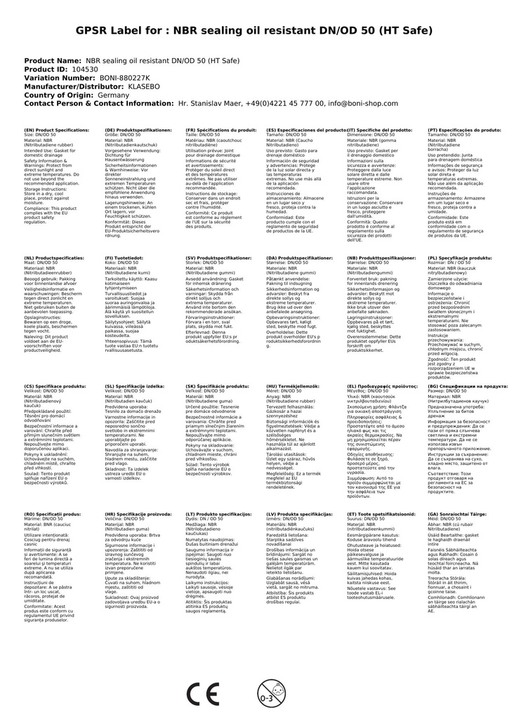 NBR-Dichtung -ölbeständig- DN/OD 50 (HT Safe)-2