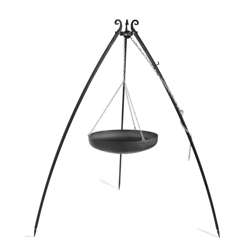 Wok am Dreibein aus Naturstahl 200 cm - 60 cm Durchmesser-1