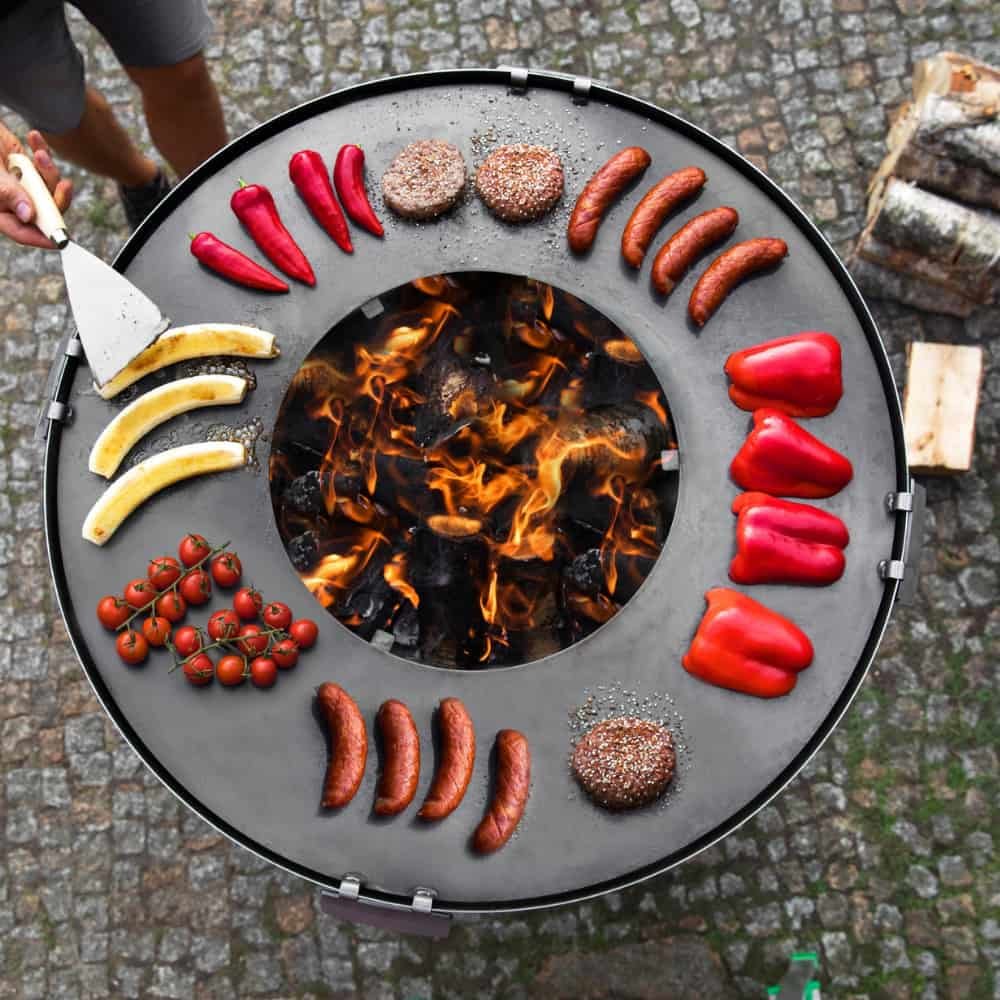 Grillplatte aus Naturstahl für Feuerschale 102 cm + Grillrost 50 cm-1