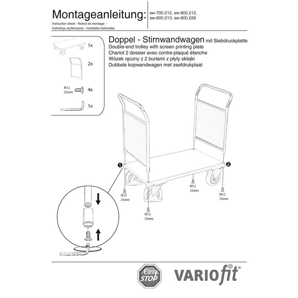 Doppel-Stirnwandwagen 1000 kg Typ M + EasySTOP-0