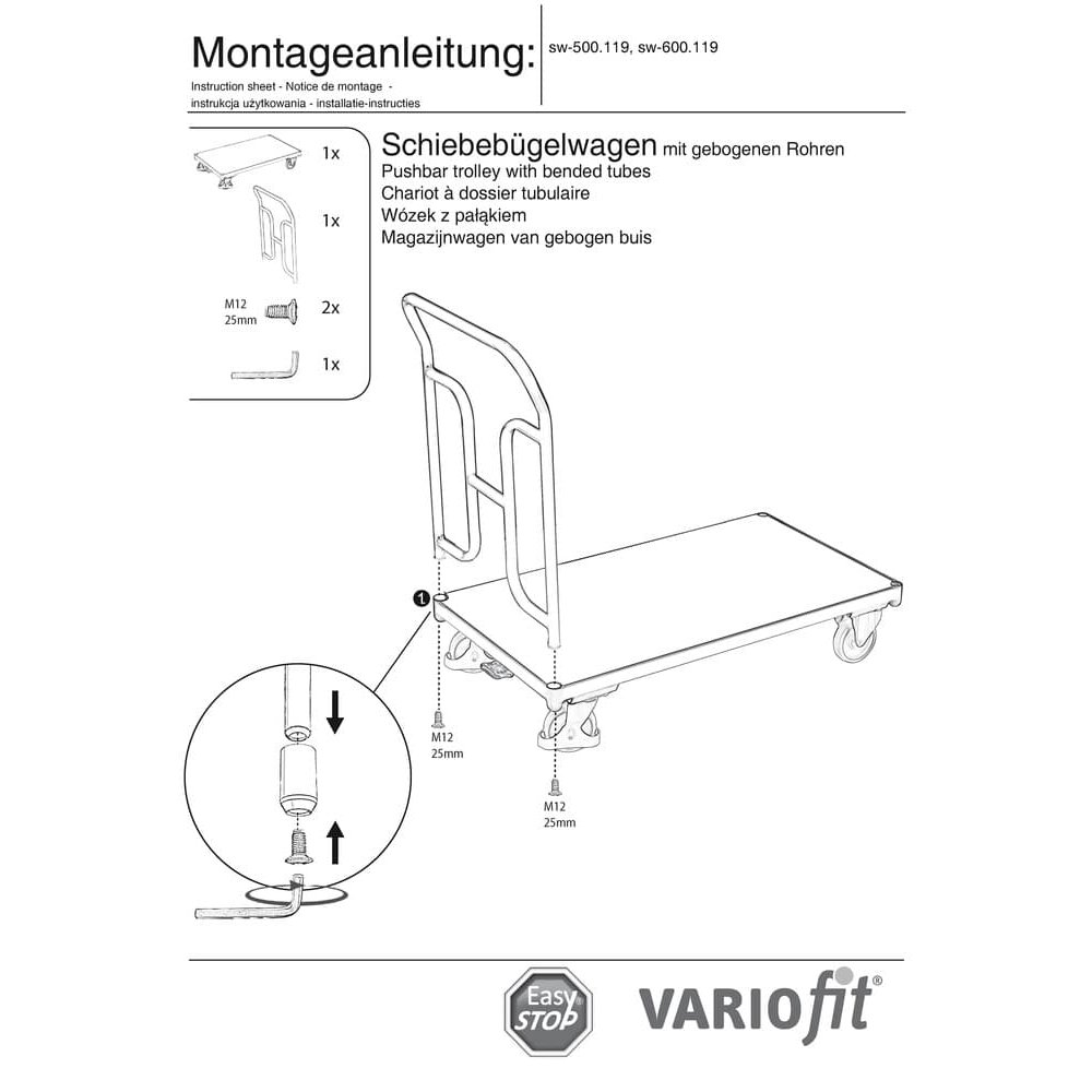 Schiebebügelwagen 250 kg Typ L + EasySTOP-0