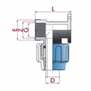 PP PE Rohr Verschraubung 90° verst.Wandhalterung 25 x 3/4" IG-0