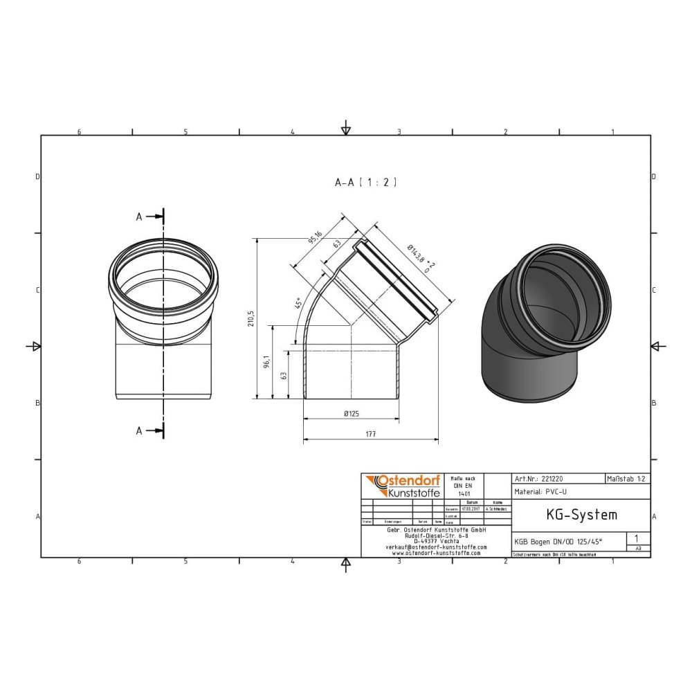 KGB Bogen DN/OD 125   45 Grad-1