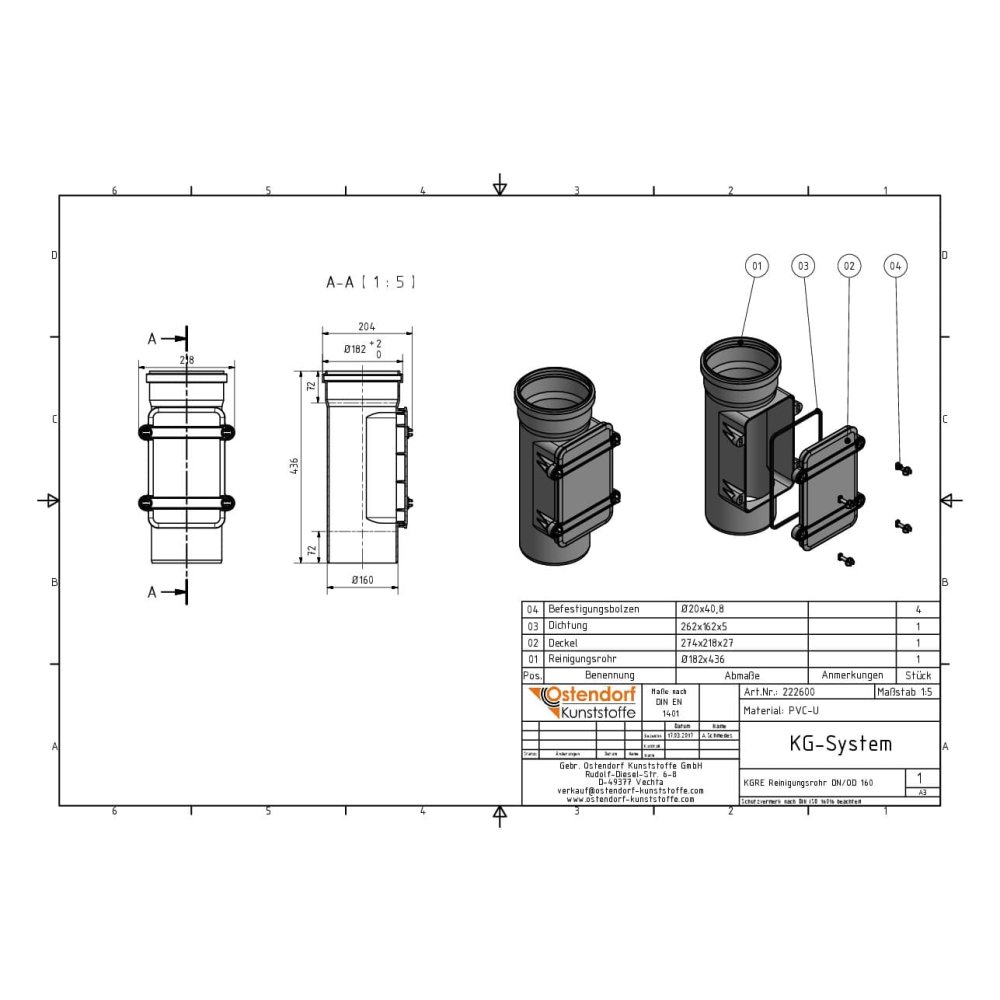 KGRE Reinigungsrohr DN/OD 160-1