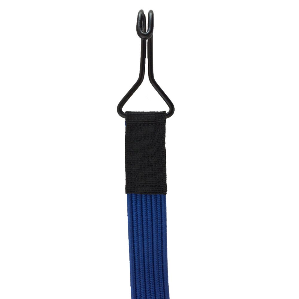 Flaches elastisches Band mit 2 extra starken Doppelhaken 80 cm Blau-4