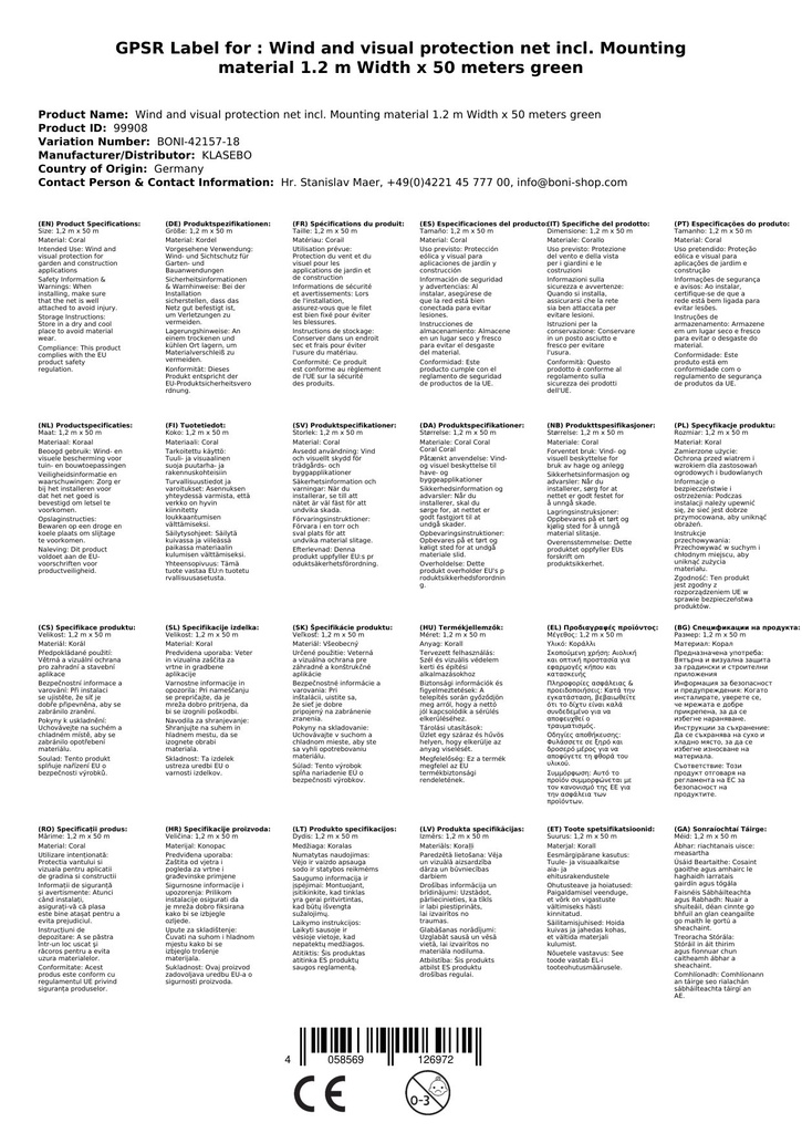 Wind- u. Sichtschutznetz inkl. Befestigungsmaterial 1,2 m Breite x 50 Meter grüne Kordel-3