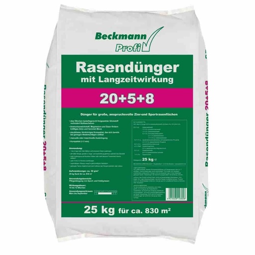 [BONI-boni1023] 25 kg Rasendünger mit Langzeitwirkung 20+5+8 Beckmann f.ca. 830m²